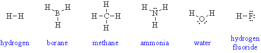 Lewis diagrams of first row hydrides