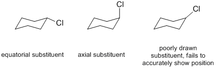 axial and equatorial substituted cyclohexane