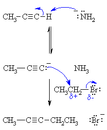 SN2 alkylation of an acetylide ion
