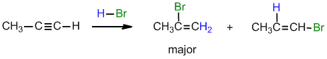 addition of HBr to propyne