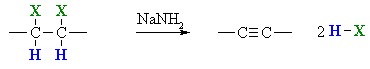 elimination of vicinal dihalide to an alkyne