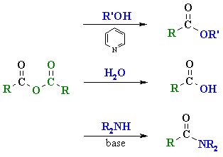 conversion of acid anhydrides to other carboxylic acid derivatives