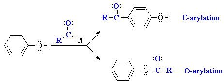 C vs O acylation of phenols
