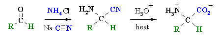 Strecker synthesis via an amino nitrile