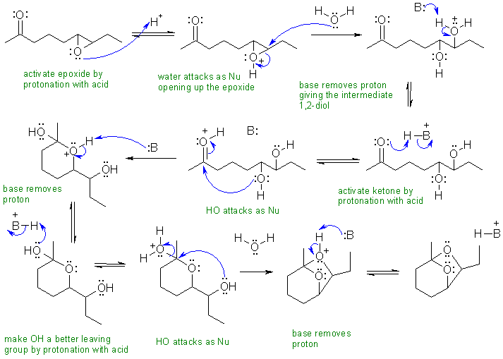 epoxide to diol and diol to cyclic acetal in brevicomin