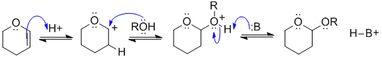 THP protection of alcohols