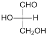 Fischer diagram of S-(-)-glyceraldehyde