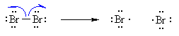 fishhook arrows showing homolytic cleavage of Br2