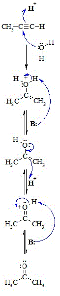 addition of H2O to alkynes