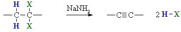elimination of geminal dihalide to an alkyne