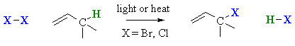 Radical substitution of allyic system using X2