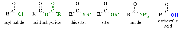 the common carboxylic acid derivatives