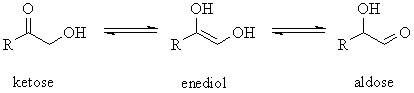 tautomerisation of a ketose to an aldose