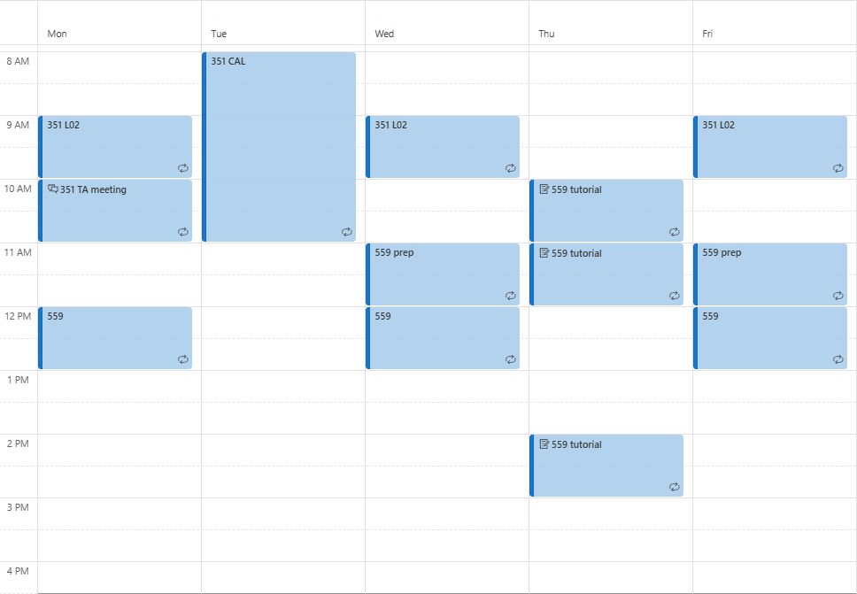 weekly schedule