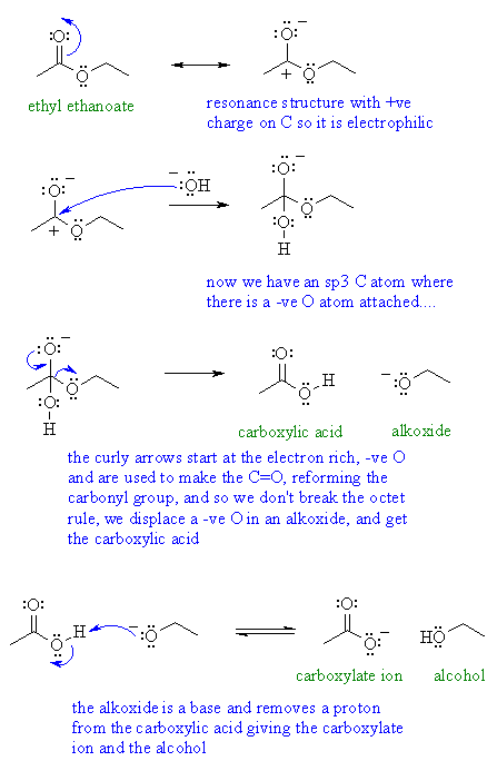 hydrolysis of ethyl ethanoate with hydroxide