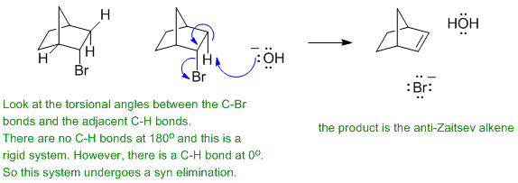 syn elimination of an alkyl bromide
