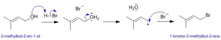 alcohol reacts with HBr