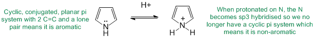 aromatic with a non aromatic conjugate acid