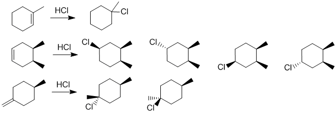 HCl addition to cyclohexenes