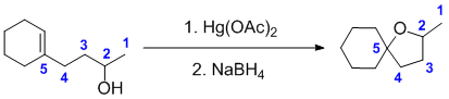 intramolecular alkoxy mercuration demercuration