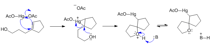 First part of alkoxymercuration of an alkene