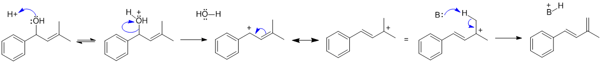dehydration to give a conjugated diene