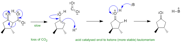 decaroxylation of a beta-ketoacid