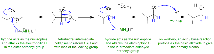 hydride reduction of an ester