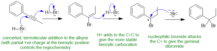 hydrohalogenation of an alkyne