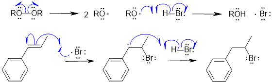 radical HBr to an alkene
