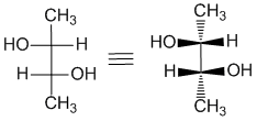 A Fischer diagram with two stereocenters