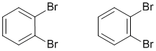 two Lewis structures of 1,2-dibromobenzene